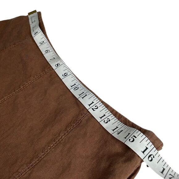 J Jill Rich Brown A-Line 100% Linen Skirt Stitching Detail - Picture 7 of 9